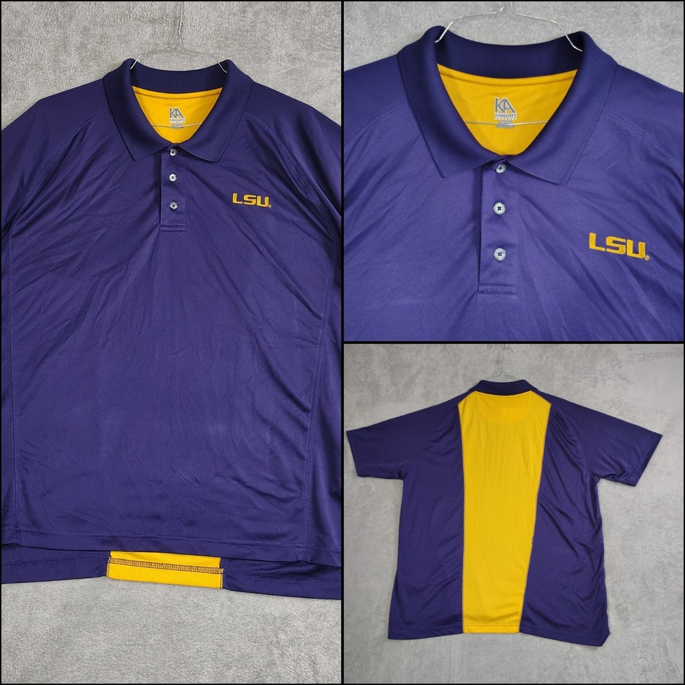 Knights‎ Apparel LSU Tigers Polo Men's Size 2X Purple Gold Embroidered
